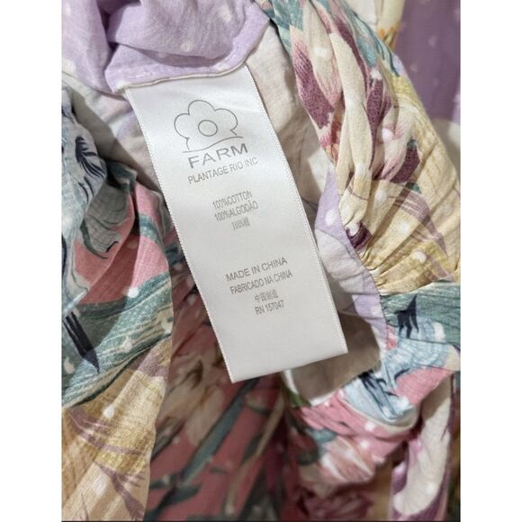 STUNNING and RARE FARM RIO MIXED FLORAL TIERED TROPICAL MINI DRESS- SIZE LARGE ( - Picture 5 of 6